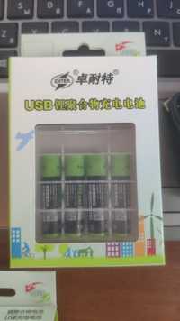 Батарейка литиевая полимерная Znter 1,5V AAA 900 mWh, заряд USB-Type C