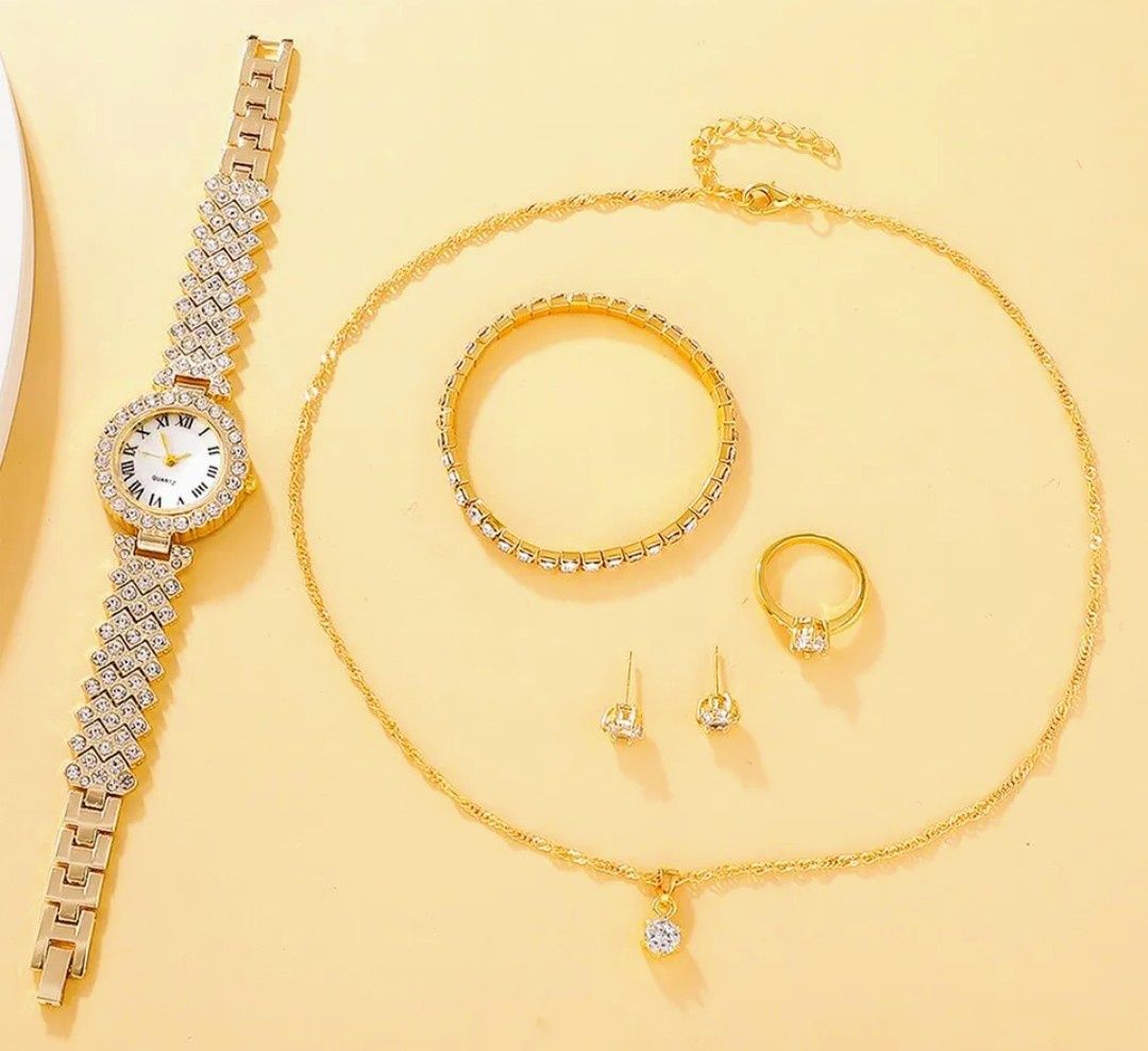 Zegarek damski cyrkonie plus zestaw biżuterii Nowy