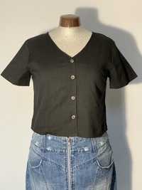 Rozpinana koszula / t-shirt damski NA-KD czarna rozmiar S