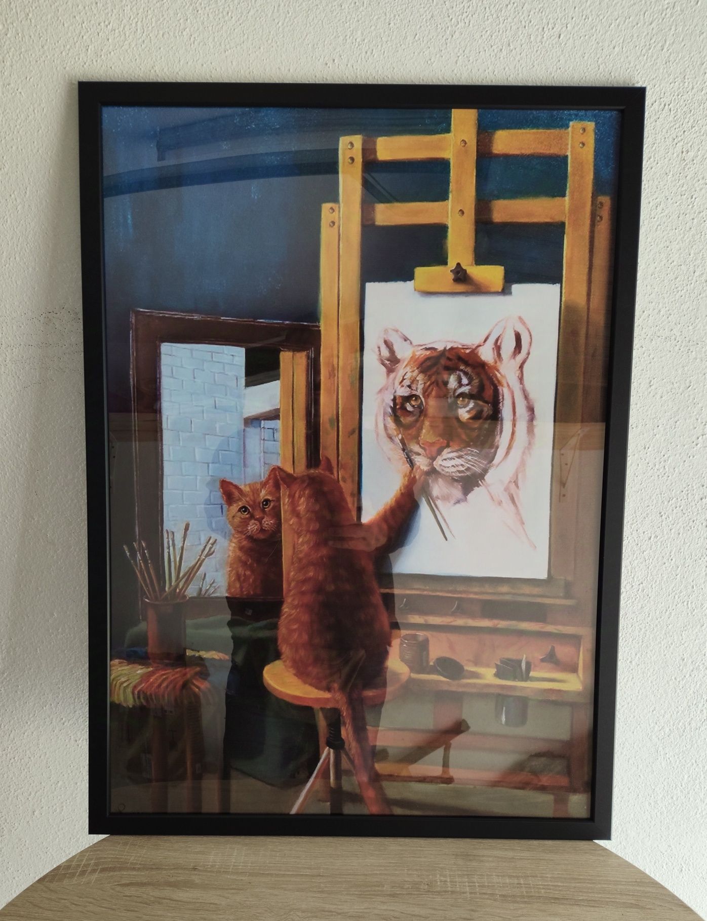 Quadro de gato com moldura