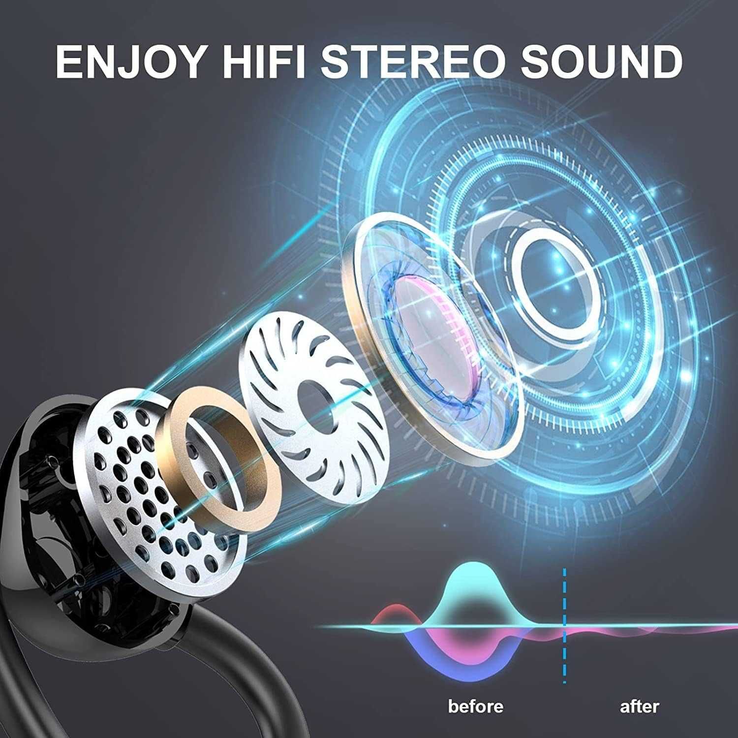 Słuchawki do biegania HiFi 5.1 z mikrofonem HD, IP7 USB-C sportowe