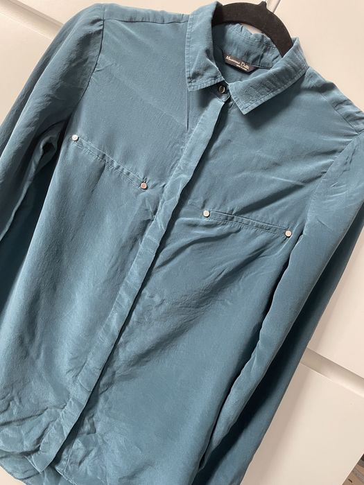 Bluzka koszula massimo dutti 36 S szmaragdowa na guziczki morski