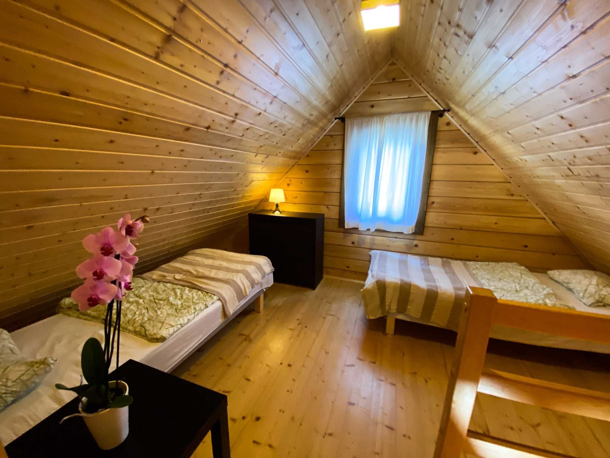 Domki z bali, pokoje gościnne Deluxe z klimatyzacją , balia z jacuzzi