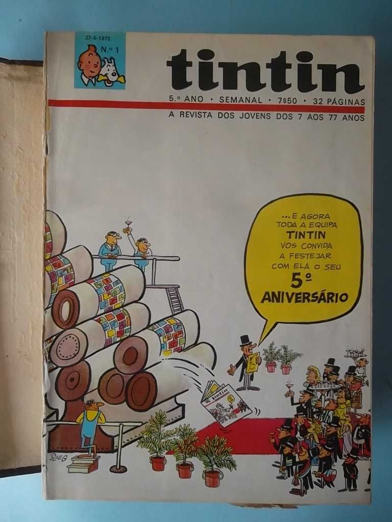 TINTIN - 5º ano completo - Volumes 9 e 10 - Encadernações editoriais.