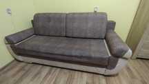 Kanapa rozkładana sofa brązowo beżowa stan dobry do spania na działkę