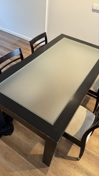 Mesa de Madeira Maciça Tampo em Vidro
