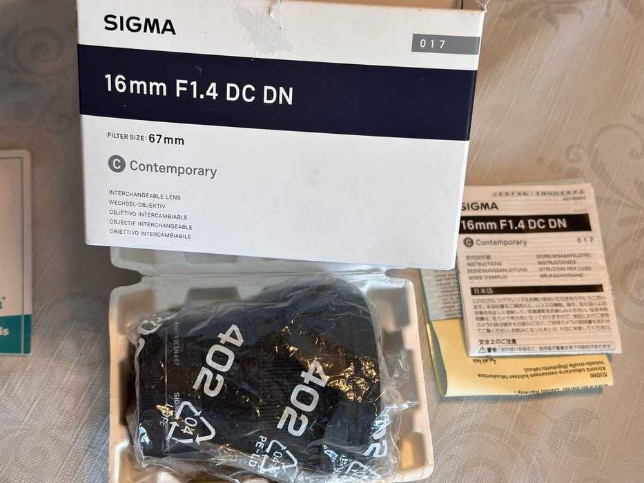 SIGMA 16mm F1.4 DC DN C – Canon EF-M – jak nowa, komplet –piękne bokeh