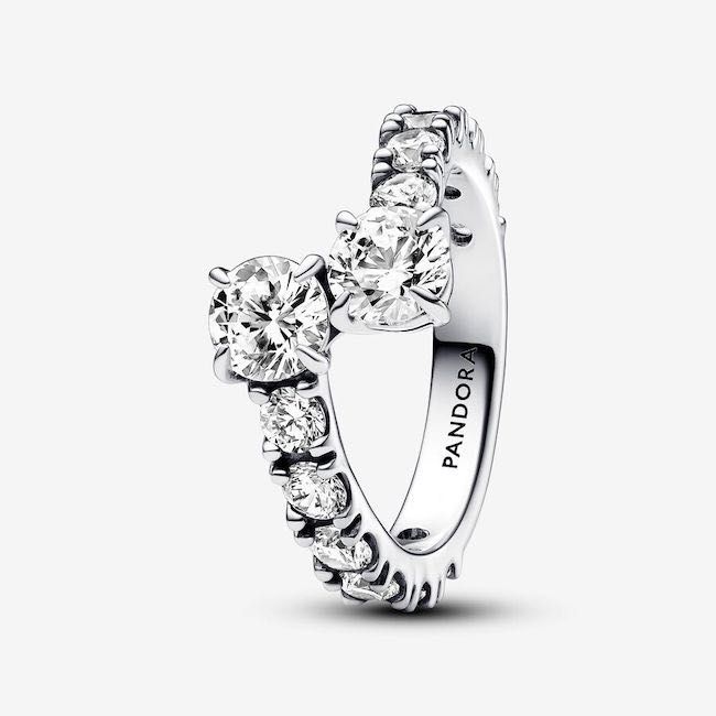 Anel Sparkling Overlapping Band Pandora em Prata de Lei 925 Novos