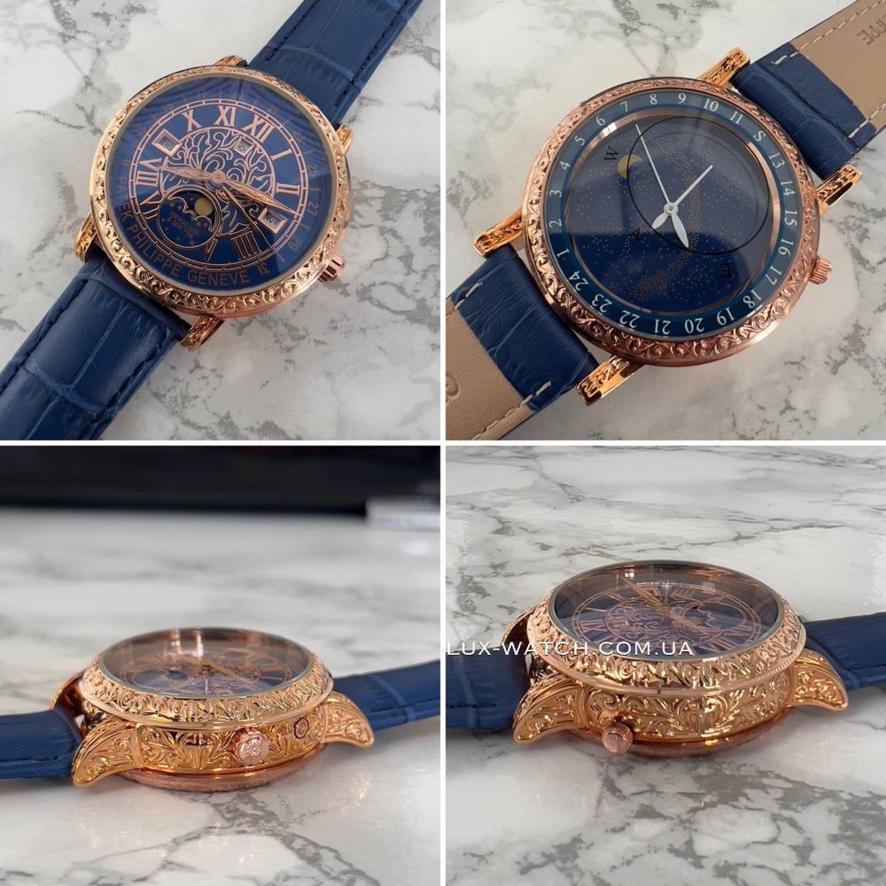 Крутые часы Patek Philippe 6002 Sky Moon синие