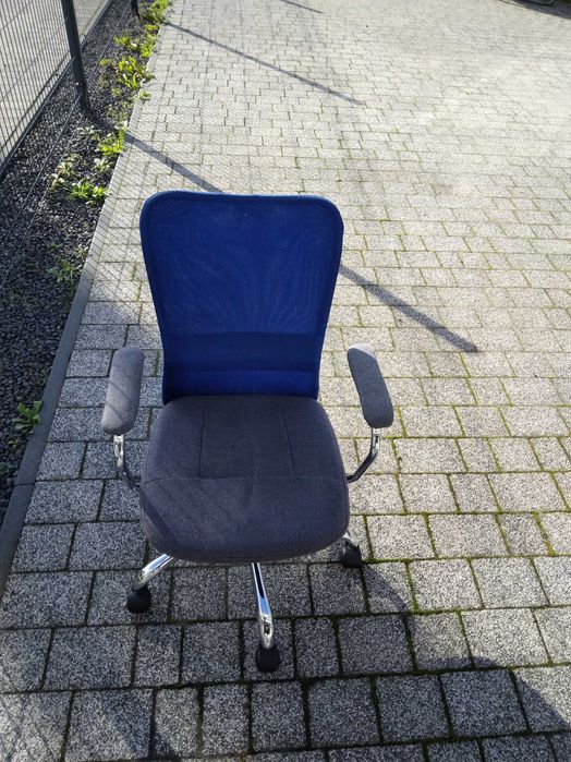 Fotel młodzieżowy biurowy ANDY szaro niebieski krzesło HALMAR