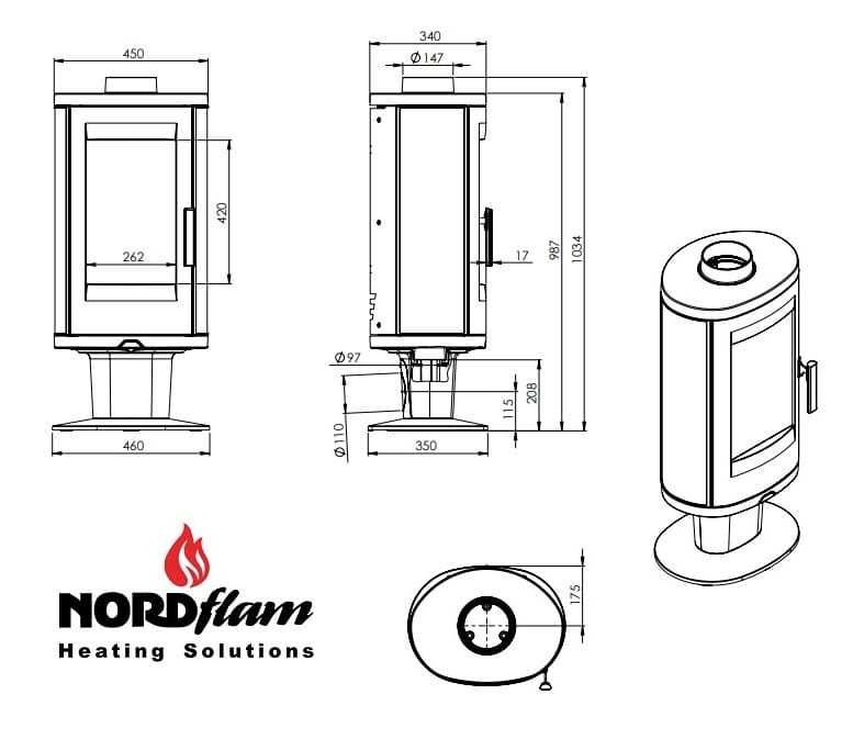 Piec Kominkowy Żeliwny NORDFLAM AUGUSTA 7.8 kW CDP