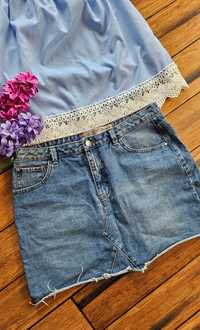 niebieska Damska spódnica jeansowa 42 mini krótka Xl