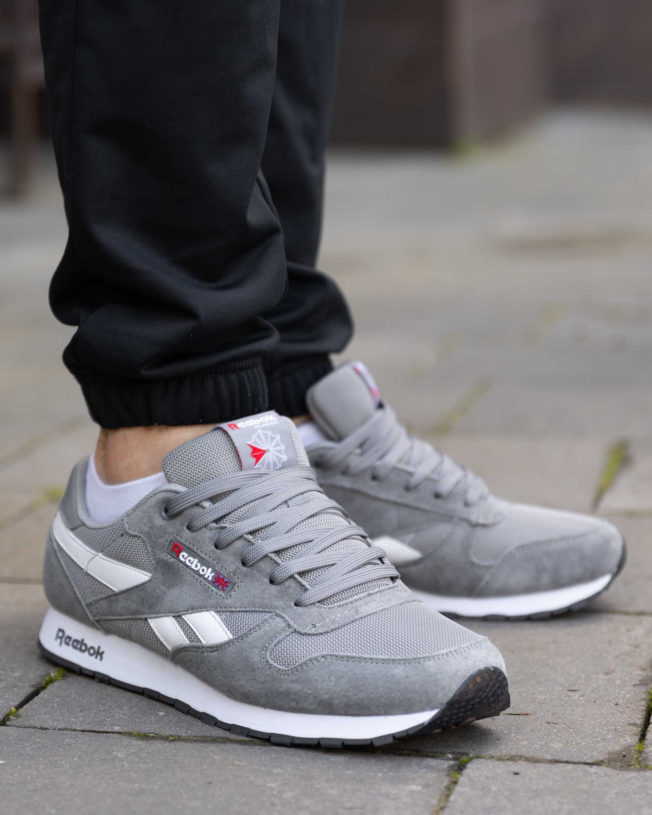 Мужские кроссовки Рибок Reebok Classic Leather Grey White