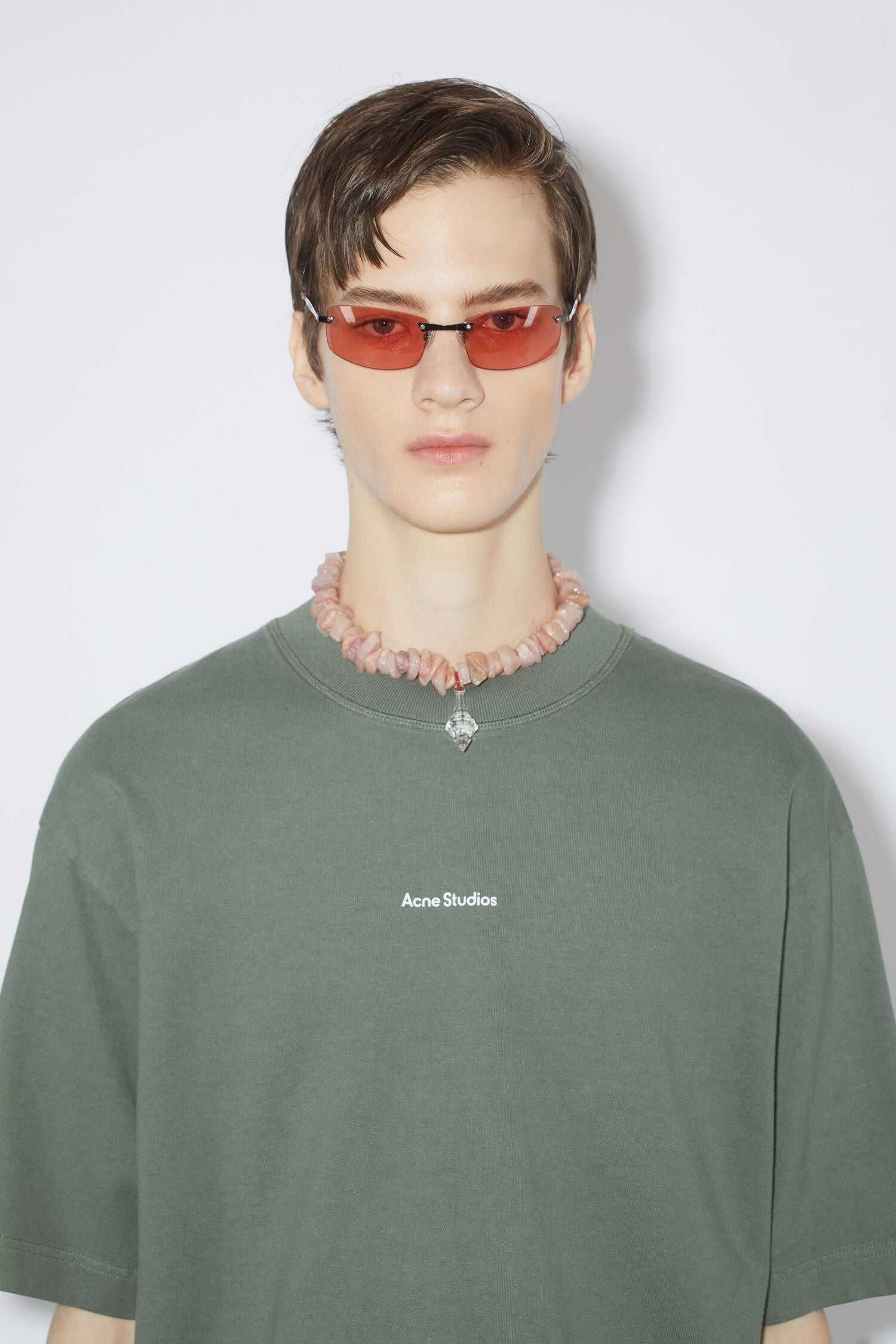 Футболка Acne Studios Logo cotton jersey T-shirt Khaki