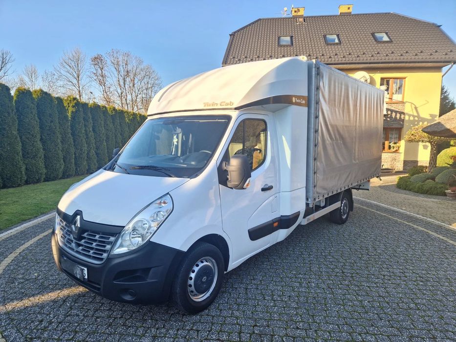 Renault MASTER 2.3 TWIN-CAB (łóżko z tyłu)+PLANDEKA-FIRANKA+dwustronna+10ep+SALON POLSKA+PIERWSZY WŁAŚCICIEL+SERWISOWANY+IDEALNY STAN+GOTOWY DO PRACY+O K A Z J A