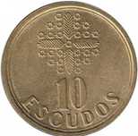 Moeda de 10$00 escudos Latão-Níquel 1999