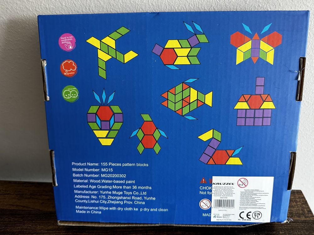 Drewniane puzzle geometryczne klocki edukacyjne