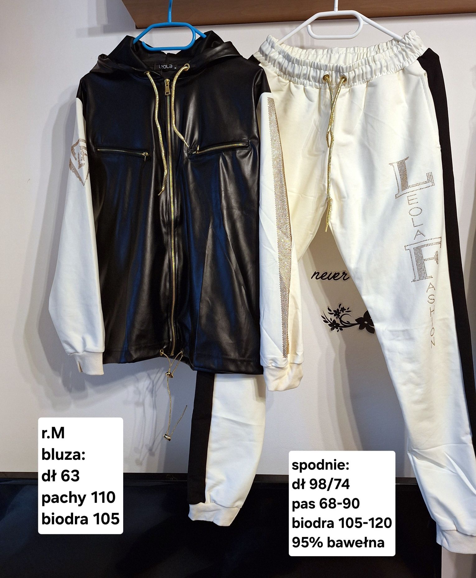 Modny dres damski z ekoskórą  r. M