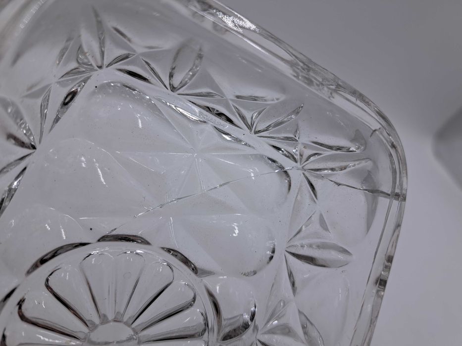 Maselniczka szklana kryształowa przezroczysta grawerowana