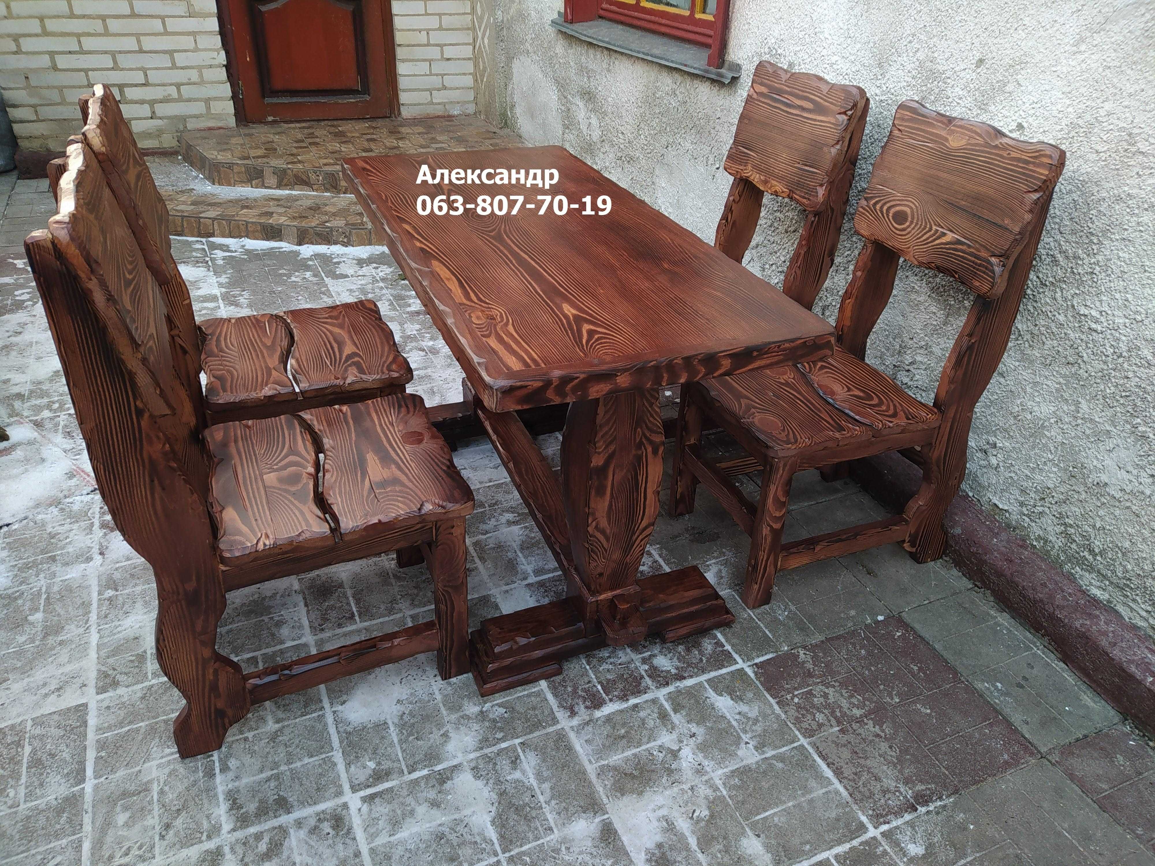 Комплект Рустик ( стол стулья ) под старину, из дерева мебель для бани