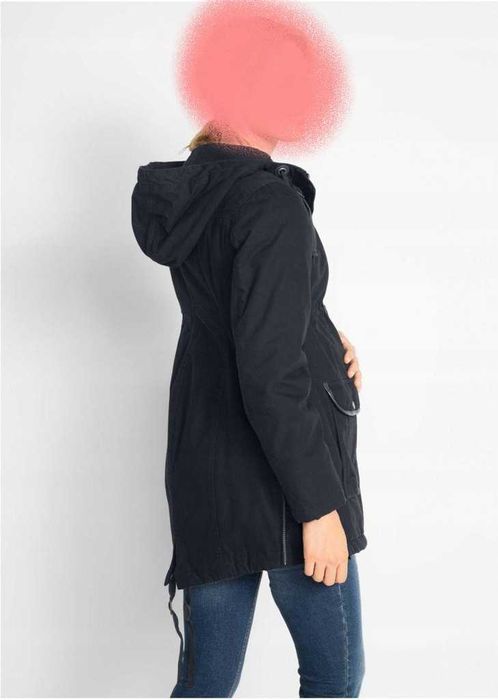 Kurtka ciążowa ocieplana z wkładką niemowlęcą 46 lub 48, z kapturem