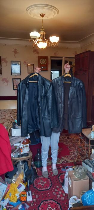 Кожаный пиджак мужской Зара+кожаный пиджак шитый. цена за оба