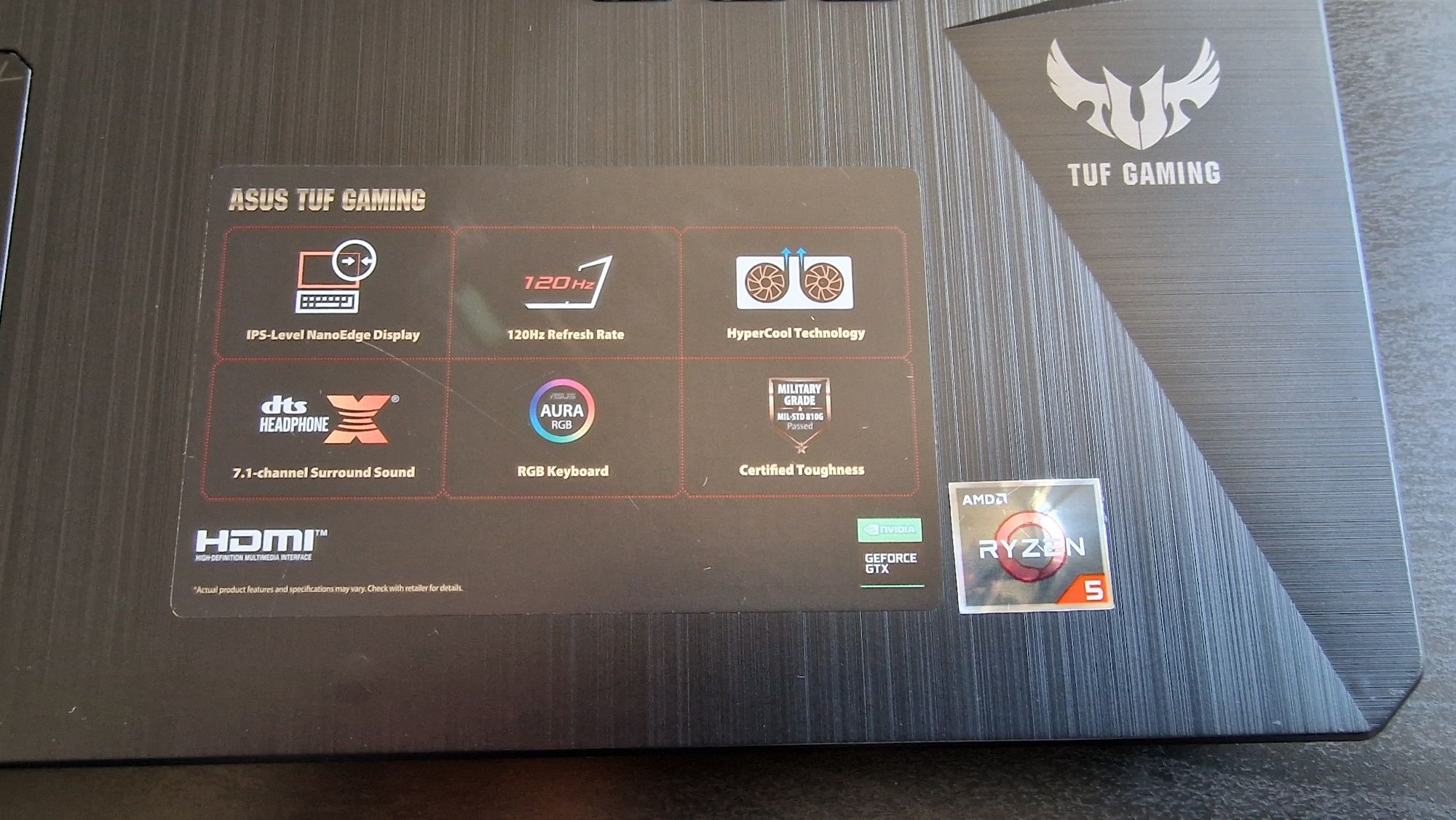 Laptop ASUS TUF FX702 GTX1650/128bit/Ryzen 5/16ram/1TB SSD/120hz 17,3"