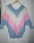Nowy sweter damski w paskie ala „ponczo” uni