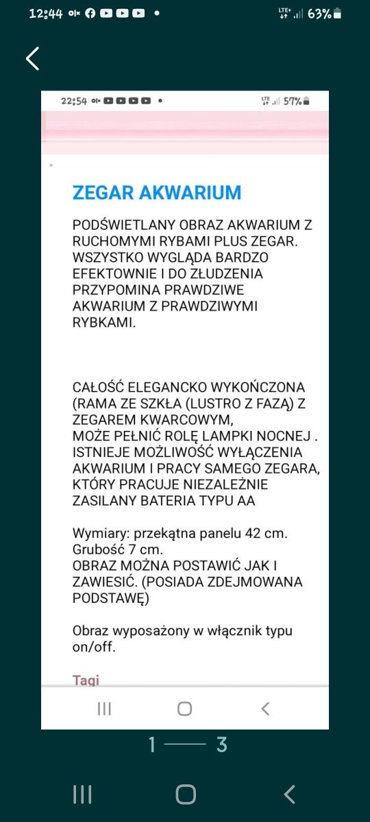 Zegar podświetlany ,,akwarium,,