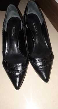 Pantofle czółenka Massimo Dutti czarne 37 skóra naturalna śliczne