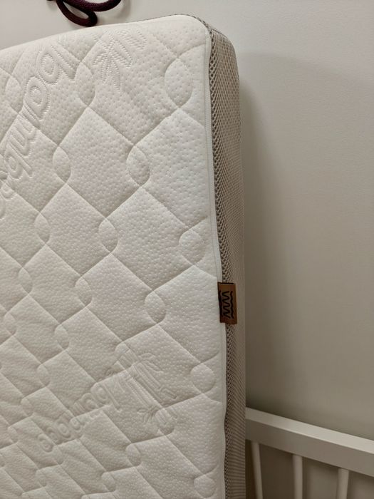 Łóżeczko 120x60 Klupś Blanka Białe + materac Bamiboo
