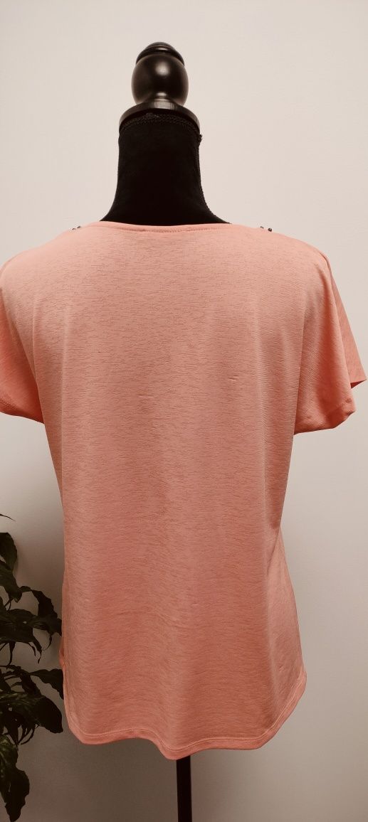 Bluzka elegancka morelowa 42 xl kamyczki