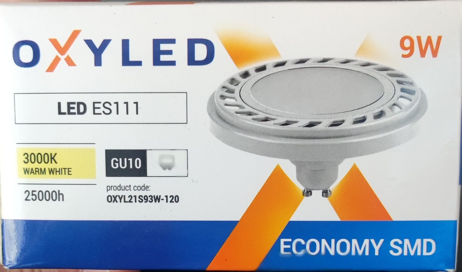 LED ES111 / GU10 9W ciepła 3000K kąt 120st WH