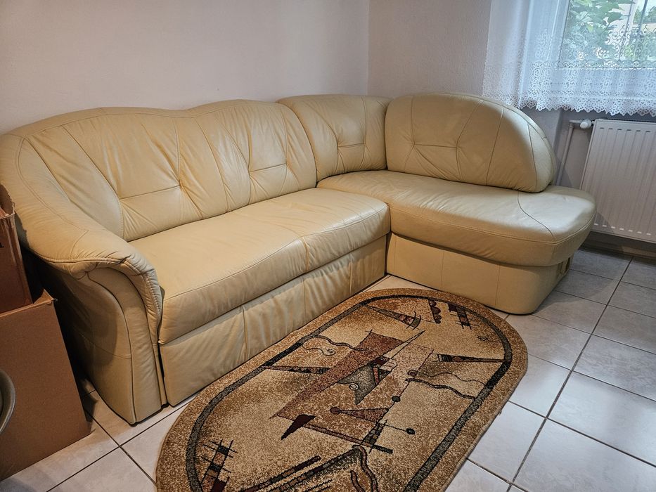 Narożnik, sofa skórzana rozkładana