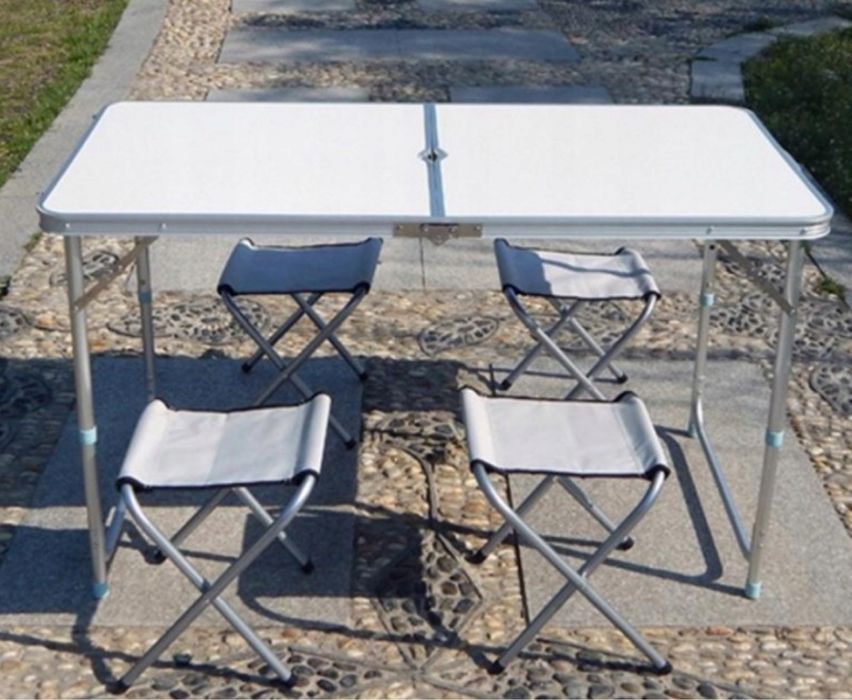 4x Krzesło Stolik Składany Zestaw Cateringowy Turystyczny Ogrodowy