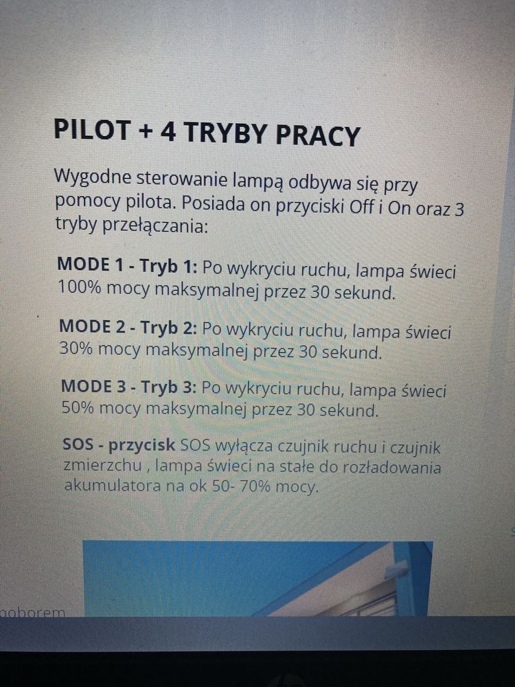 Lampa uliczna  220LED ogrodowa solarna 8W czujnik zmierzchu