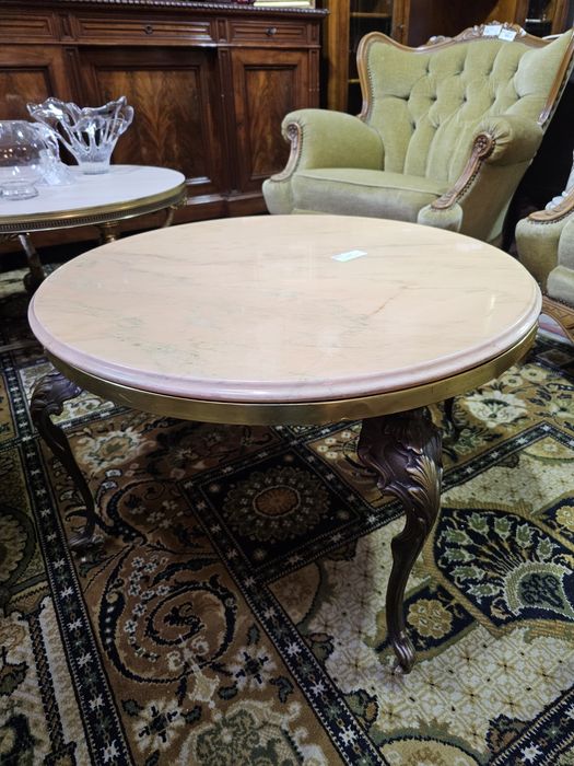 Stolik mosiężny z kamiennym blatem #704 Antyki Stylowy Węgrów