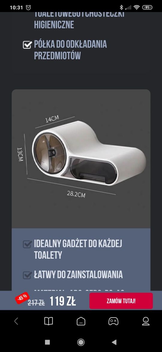 Pojemnik na papier toaletowy