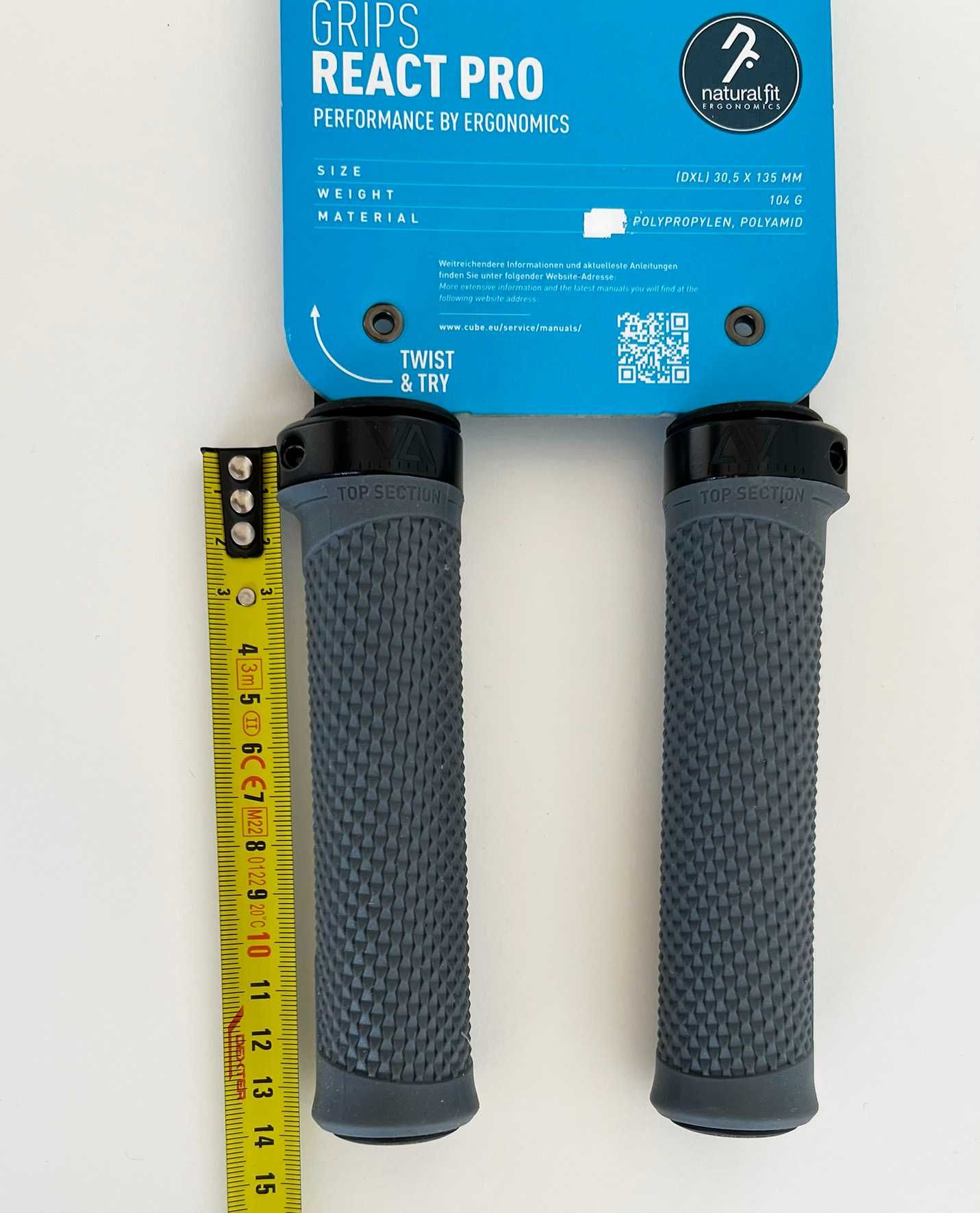 Punhos Acid Cube React PRO grips grey Size(DxL) 30,5x135mm