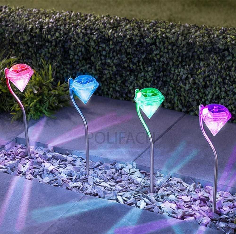 lampa solarna diament P-78 1 led RGB zmieniający kolor 12 sztuk