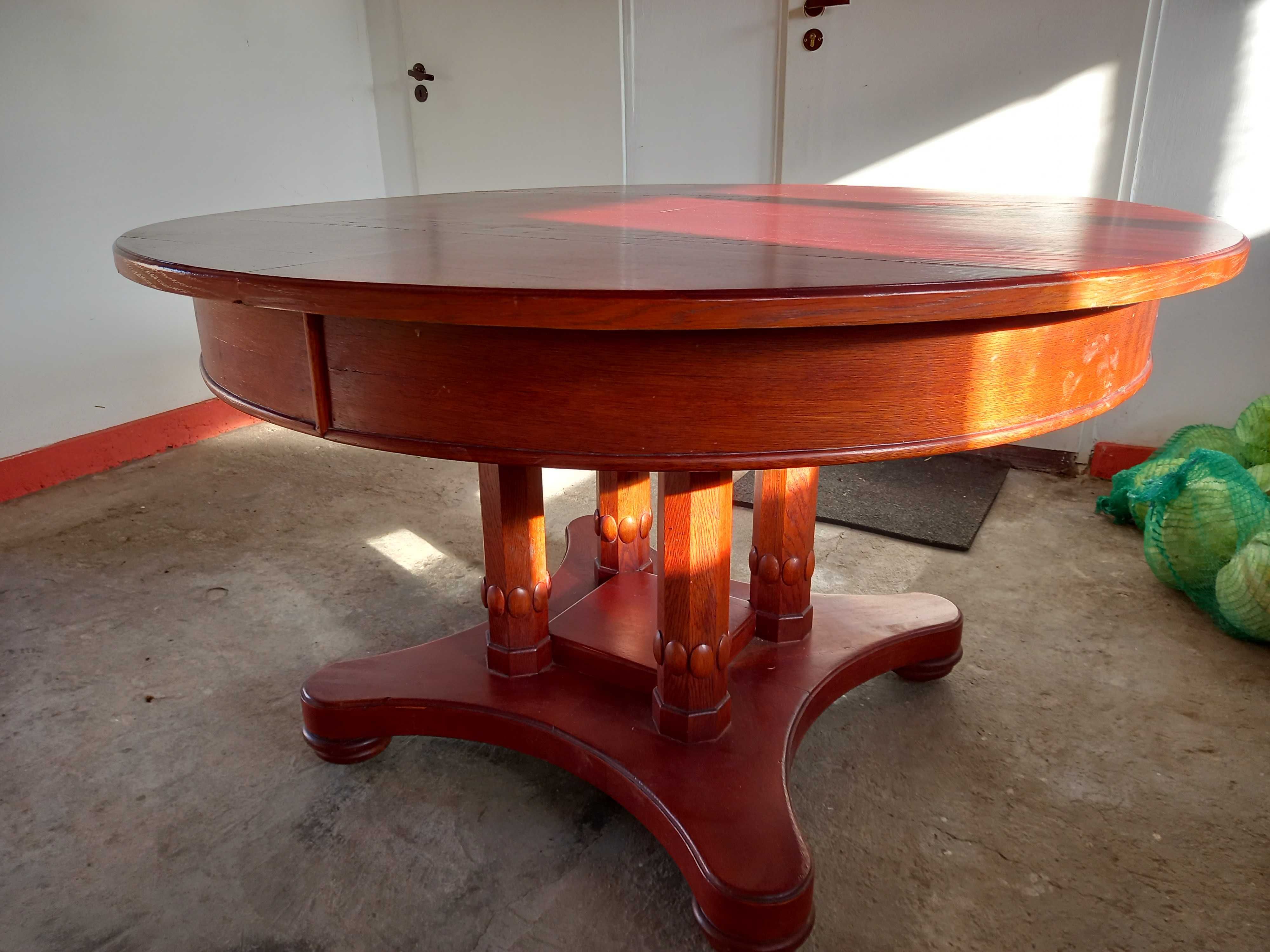Duży okrągły stół - "okres międzywojenny" styl Biedermeier