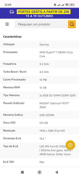 Lenovo Legion 5 15ACH6H estado novo