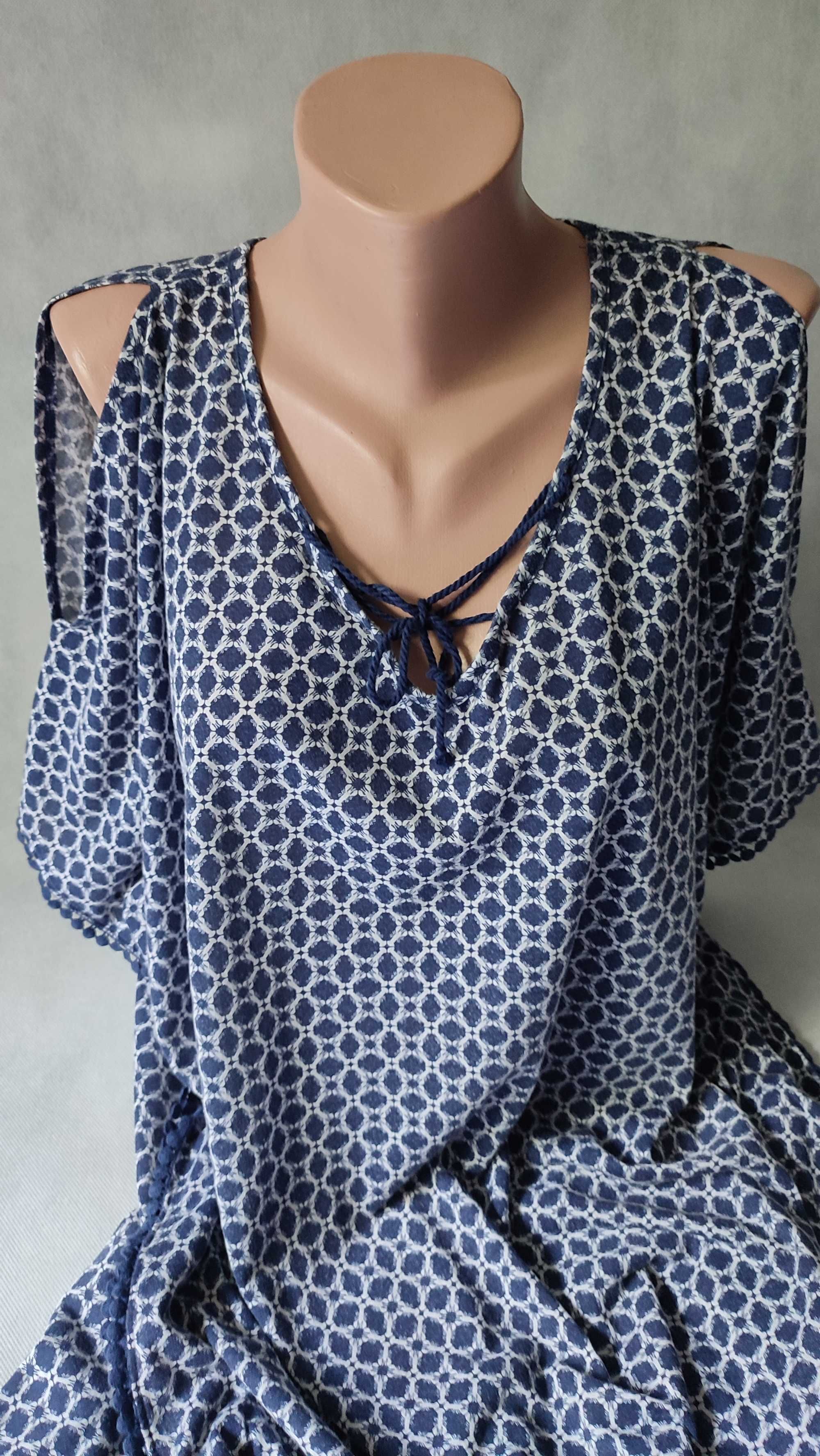 Bluzka damska narzutka na strój kąpielowy plus size dekolt V 52/54
