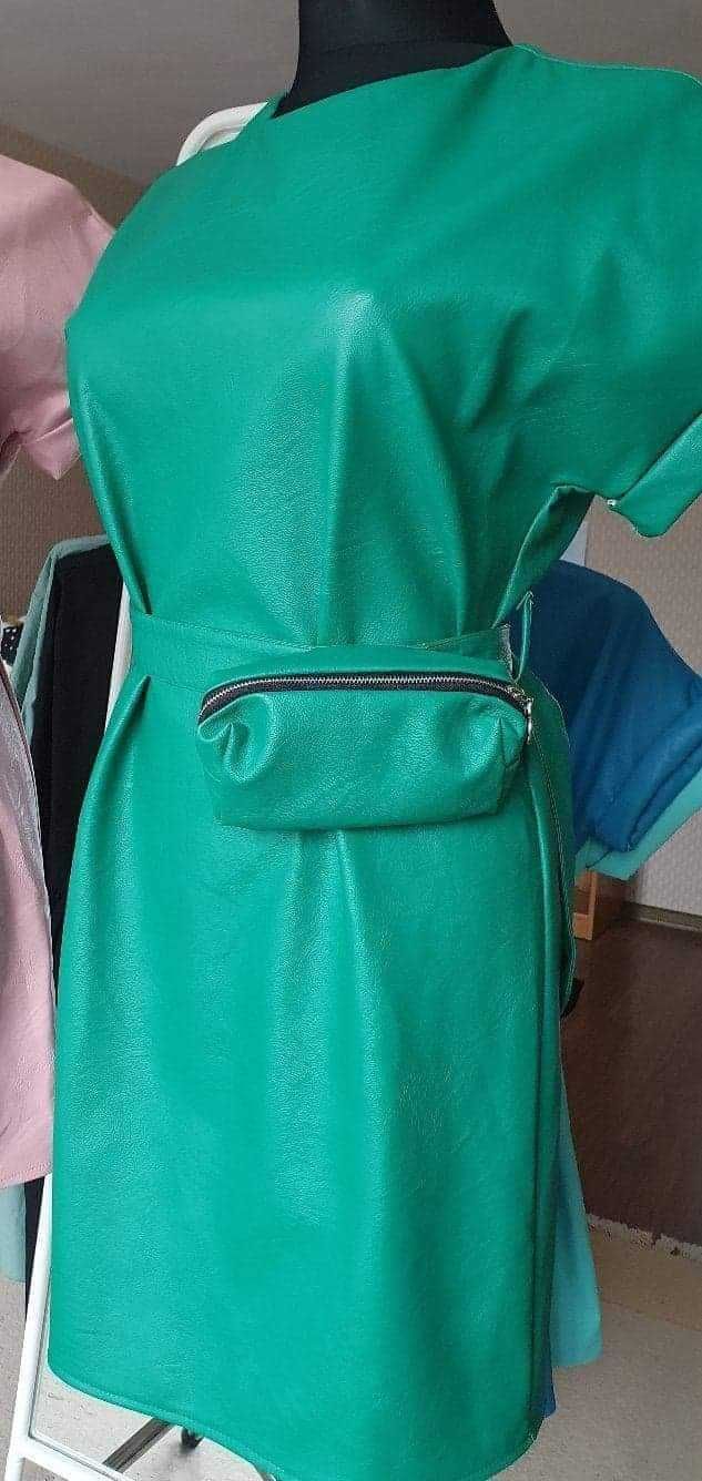 Sukienka Ekoskórka na bazie tkaniny