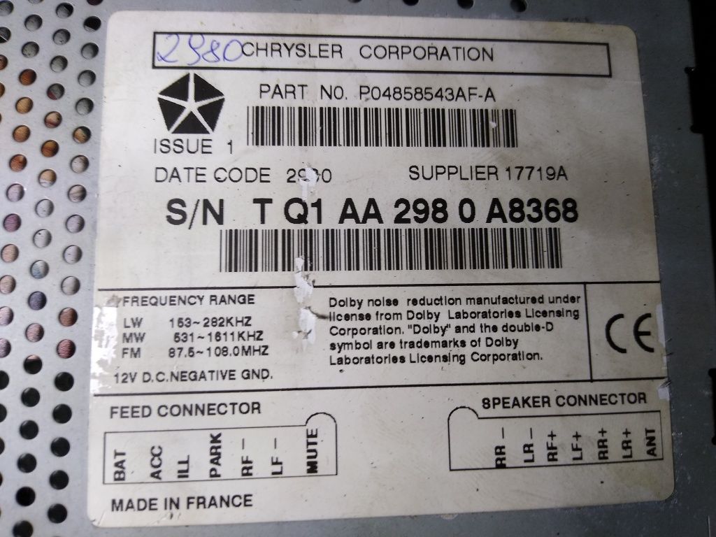 Radio CD PT Chrysler cruiser oryginał
