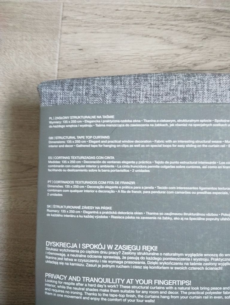 2 zasłony boho Smukee zestaw dwóch zasłon ala len szare na taśmie