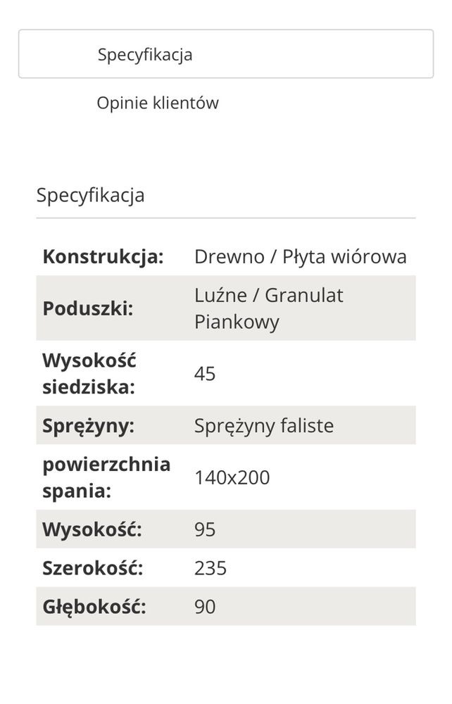 Sofa kanapa wersalka tapczan rozkładana z funcja spania szara scandi