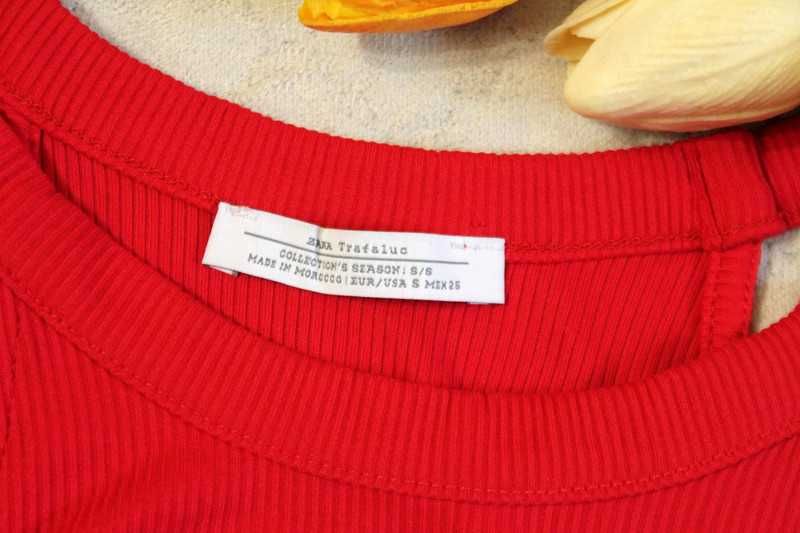 Zara Czerwone Body Prążkowane Elastyczne Wyszczuplające Paski S/M