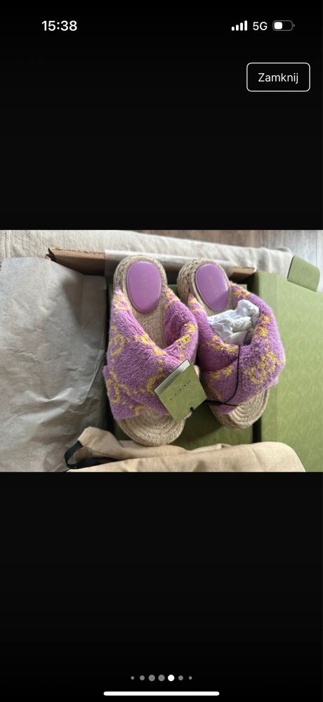 Orginalne Klapki Gucci Nowe r.38