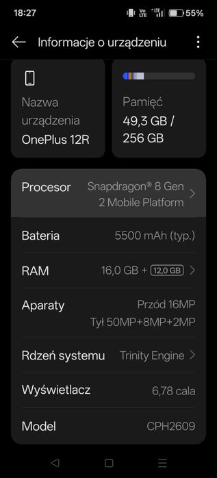 Telefon one plus 12R + przezroczyste etui